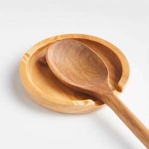 Crate&Barrel Natural Olivewood Spoon Rest and Holder